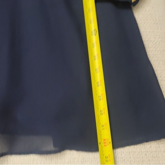 Chiffon Blue Longsleeve Lined Mini Dress with Strappy back Womens - Picture 10 of 13